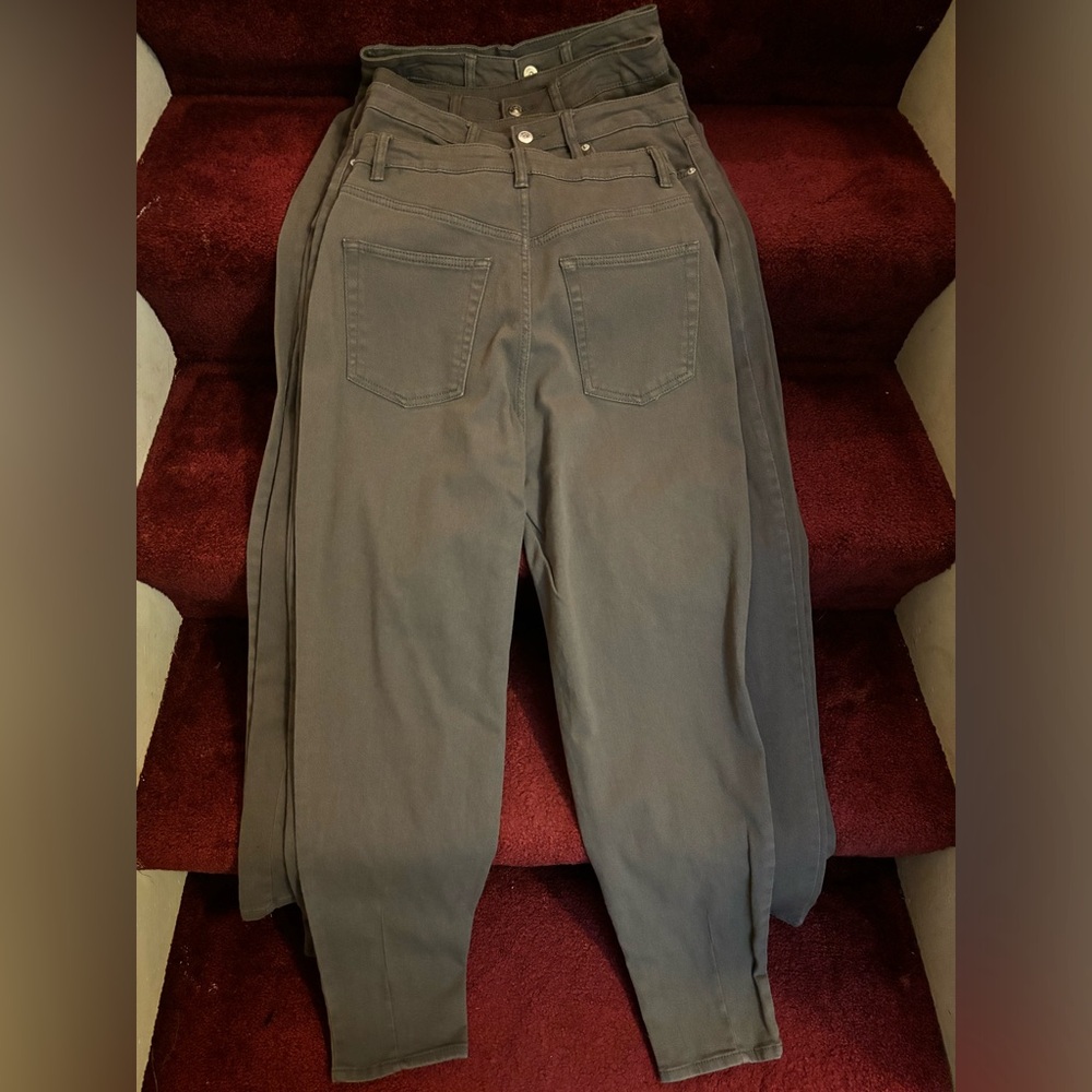4 x H&M Divided Mom gray twill pants size 6